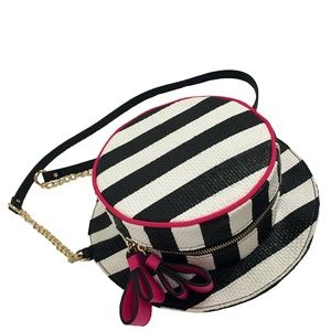BETSEY JOHNSON Hat Striped Pink Bow Purse Handbag